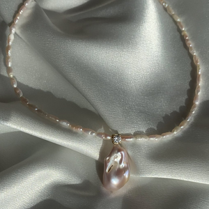 Pink Baroque Pearl Necklace