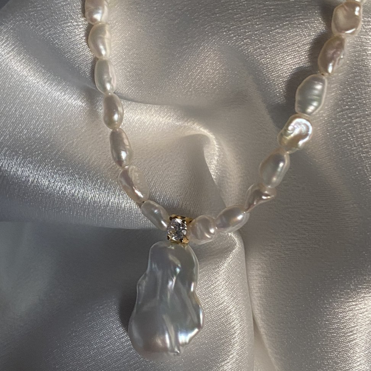 Baroque Pearl And Swarovski Crystal Pearl Necklace