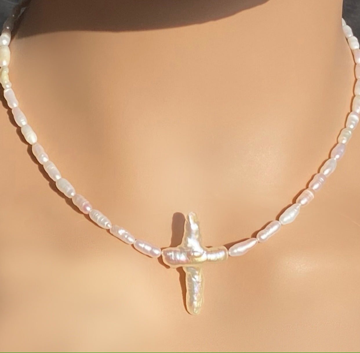 Pearl Cross And Freshwater Pearl Necklace