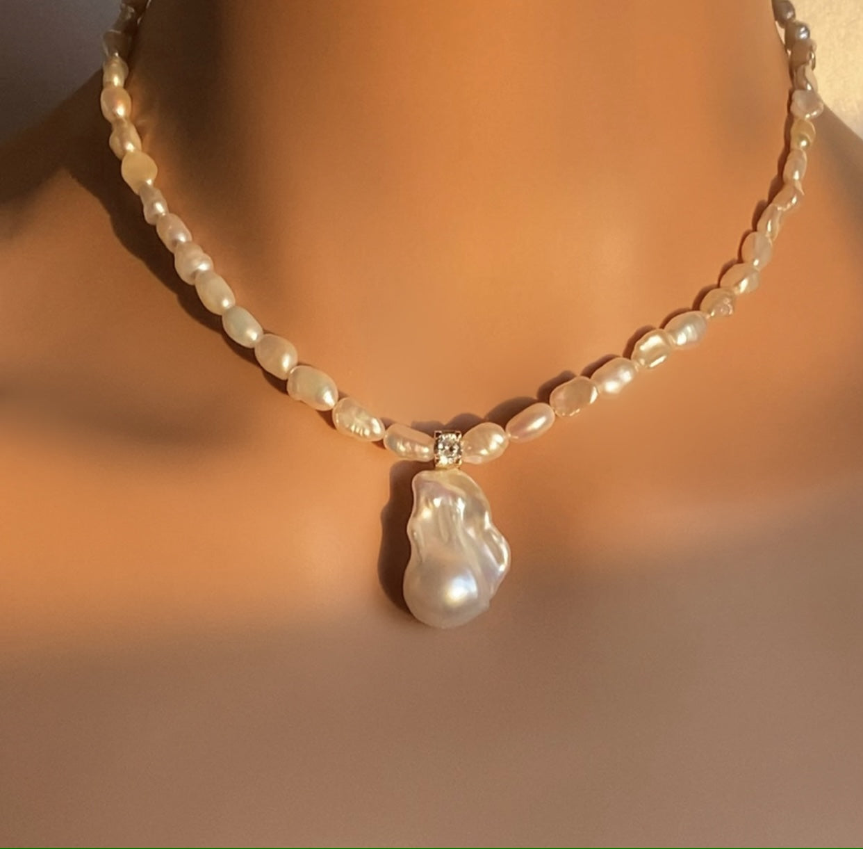 Baroque Pearl And Swarovski Crystal Pearl Necklace