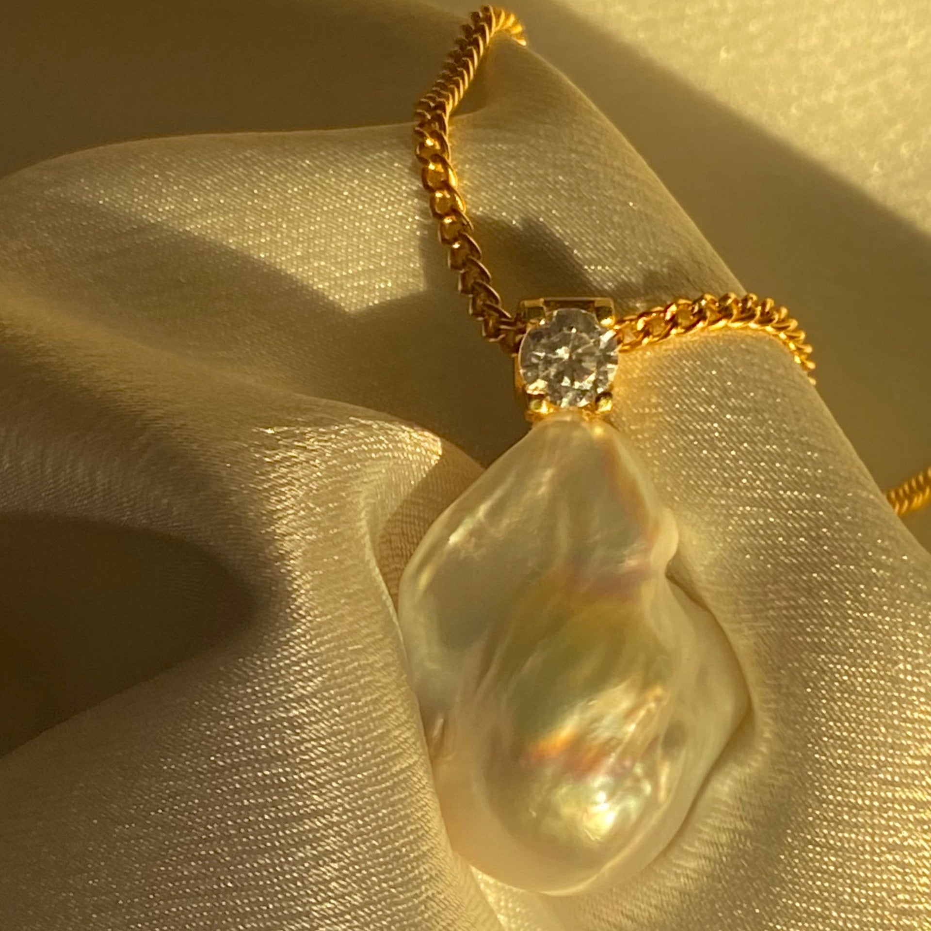 Baroque Pearl And Swarovski Crystal Chain