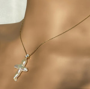 Pearl Cross And Swarovski Crystal Chain