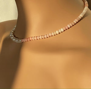 Pink Opal and Freshwater Pearl Necklace