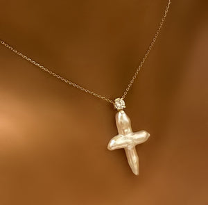 Pearl Cross And Swarovski Crystal Chain